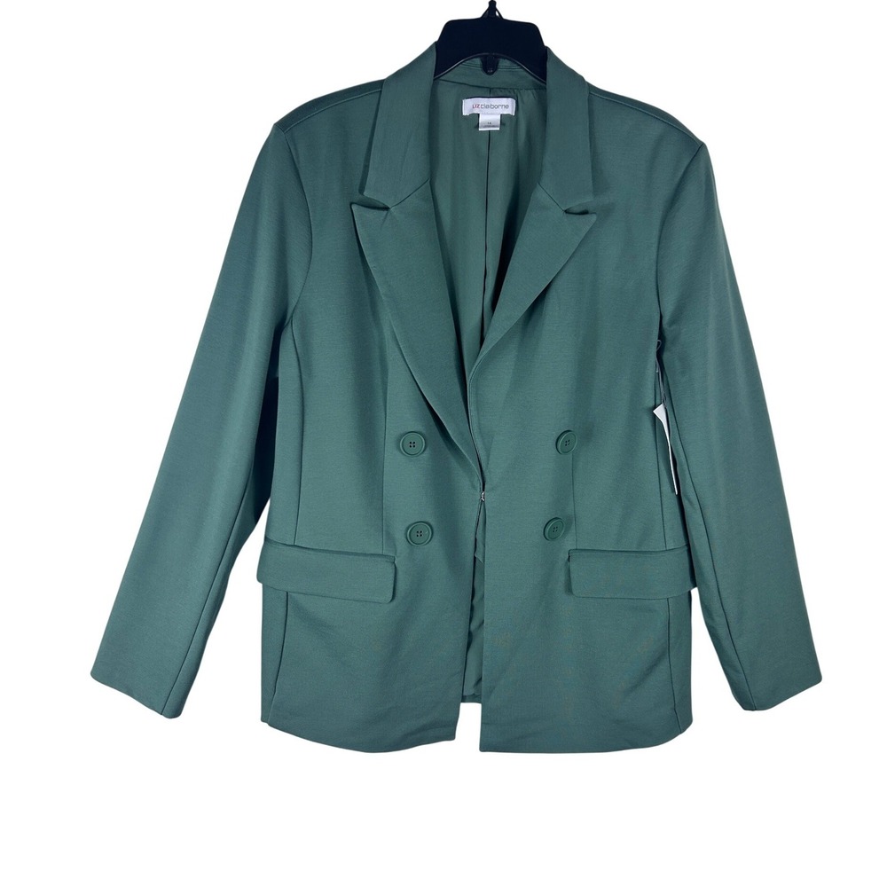 Liz Claiborne Womens Double Breasted Blazer‎ Dark Forest Green Size 14 New NWT